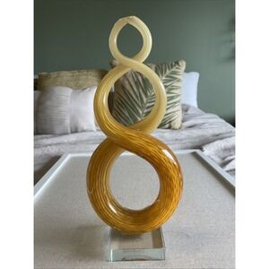 Dale Tiffany Gradient Amber Art Glass Sculpture 12" Abstract Infinity Loop Decor